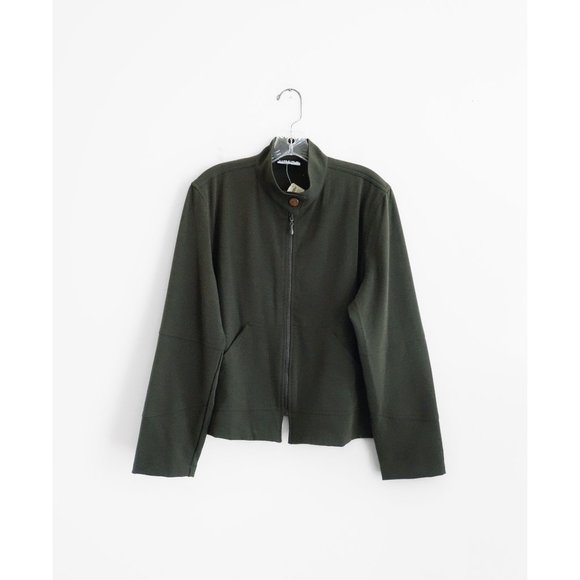 Barbara Lesser Jackets & Blazers - Vtg 00s Y2K Fibers Barbara Lesser Olive Green Twill Zip Jacket Extra Large NWT